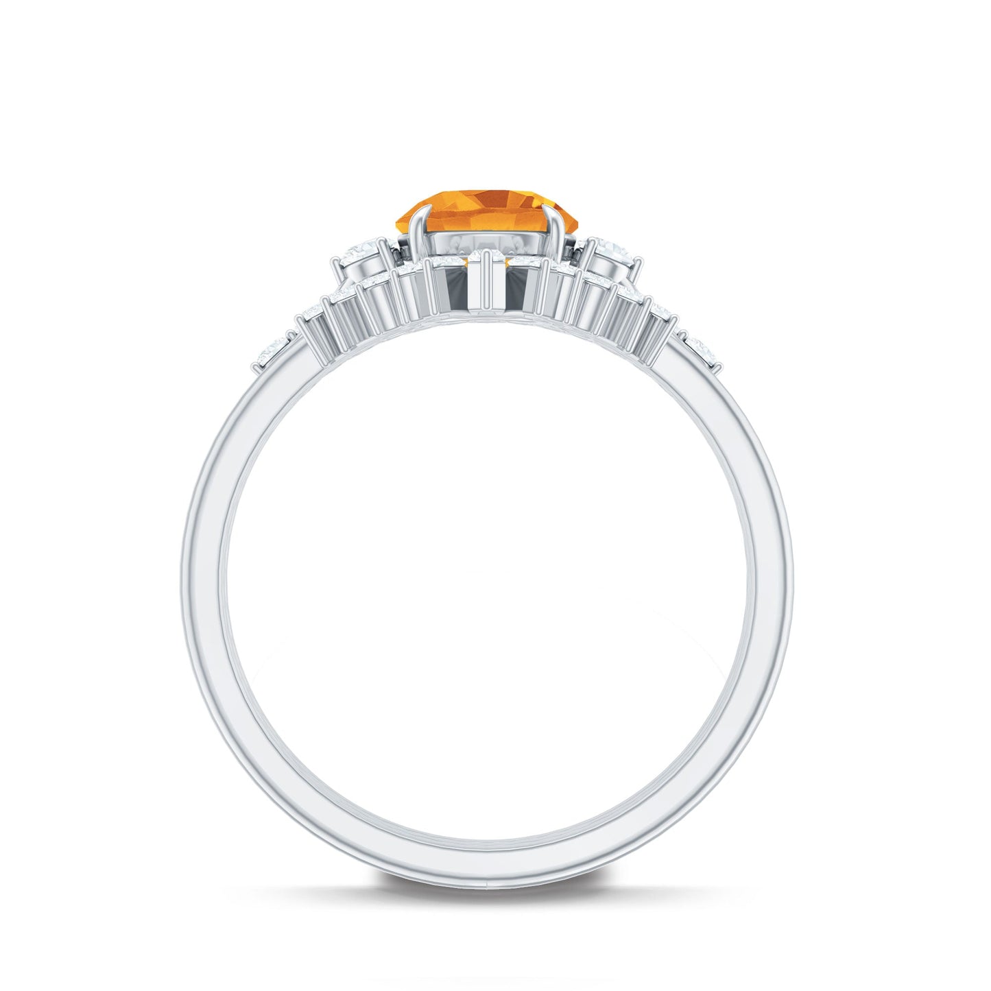 Designer Citrine 3 Piece Wedding Ring Set with Moissanite
