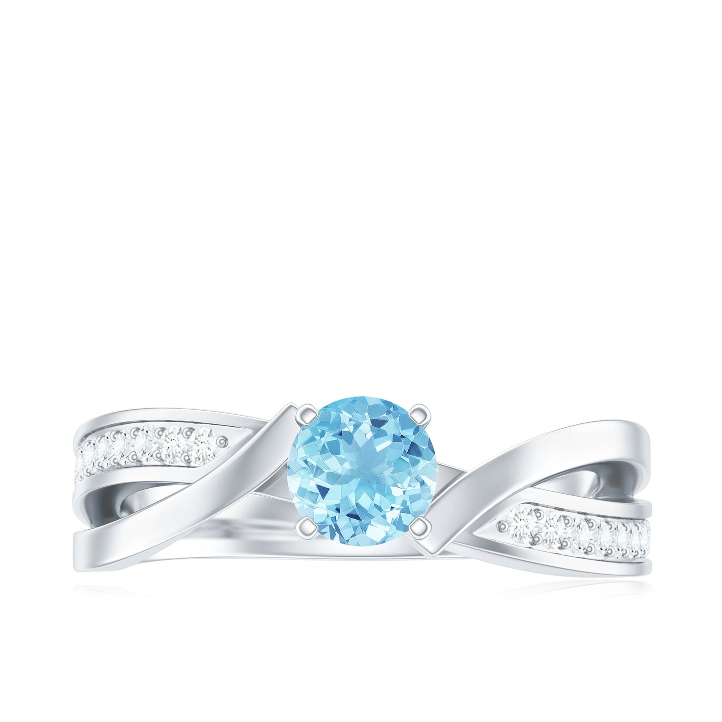 Round Aquamarine and Diamond Infinity Engagement Ring