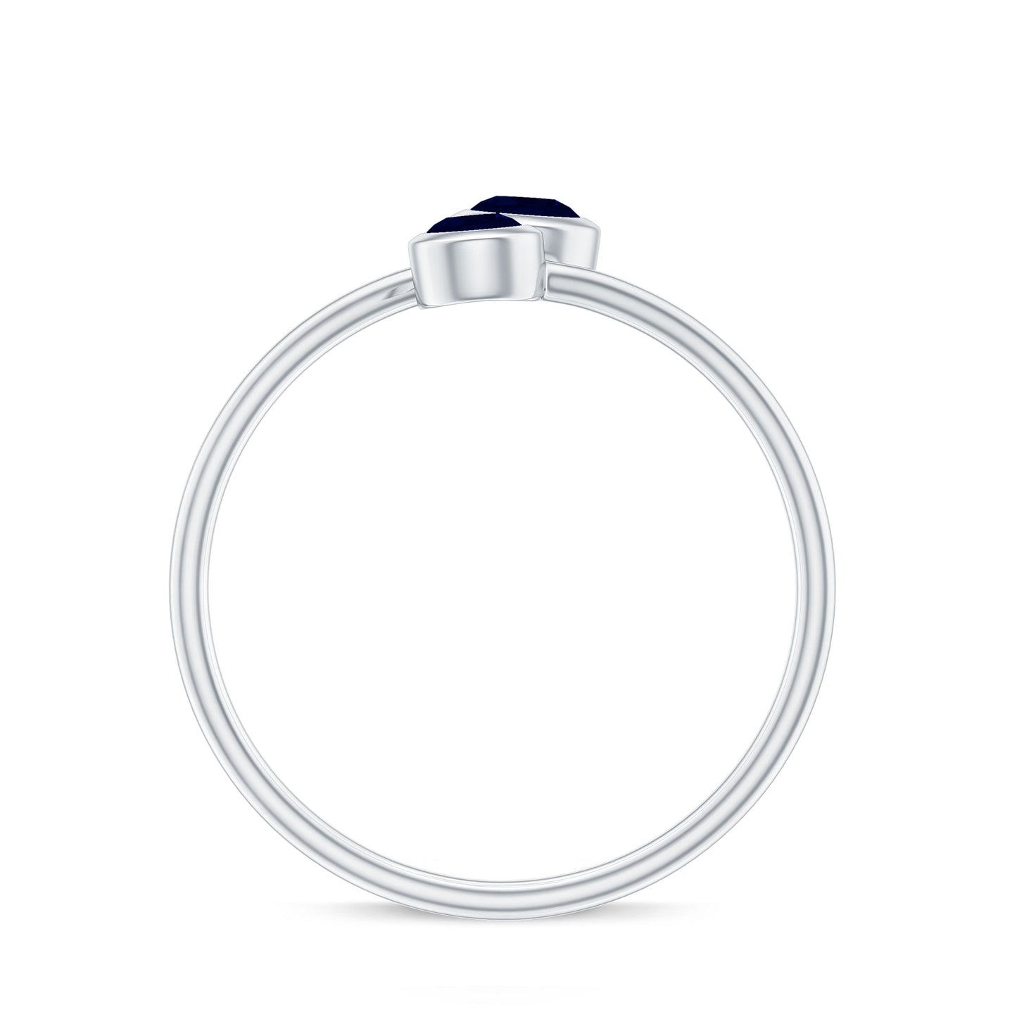 1/2 CT Bezel Set Blue Sapphire Two Stone Promise Ring