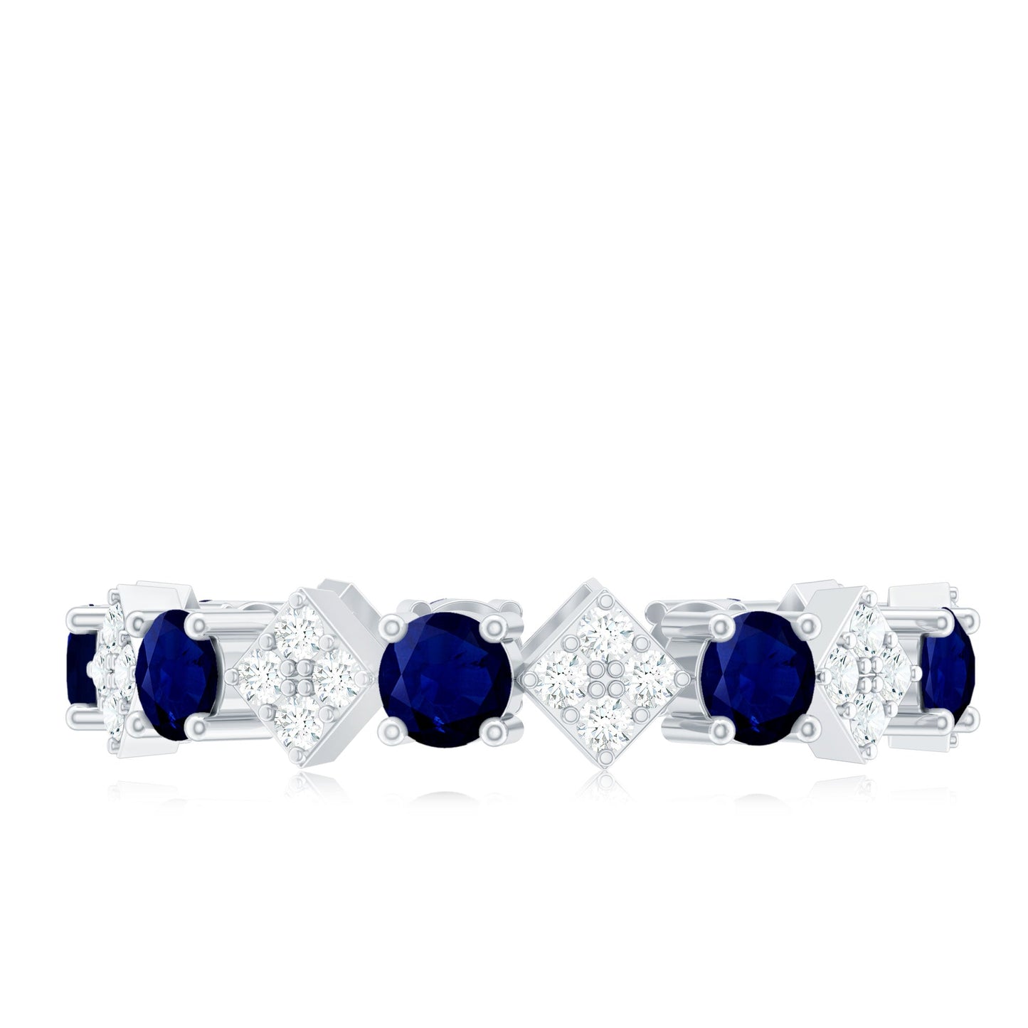 2 CT Natural Blue Sapphire and Diamond Eternity Band Ring