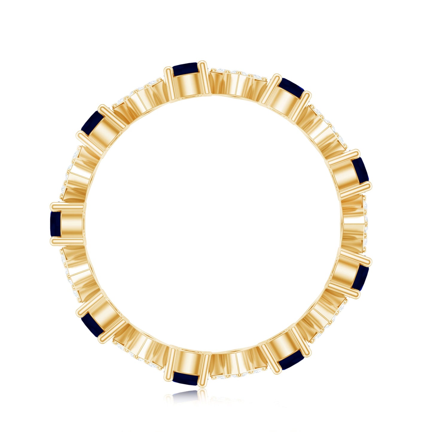2 CT Natural Blue Sapphire and Diamond Eternity Band Ring