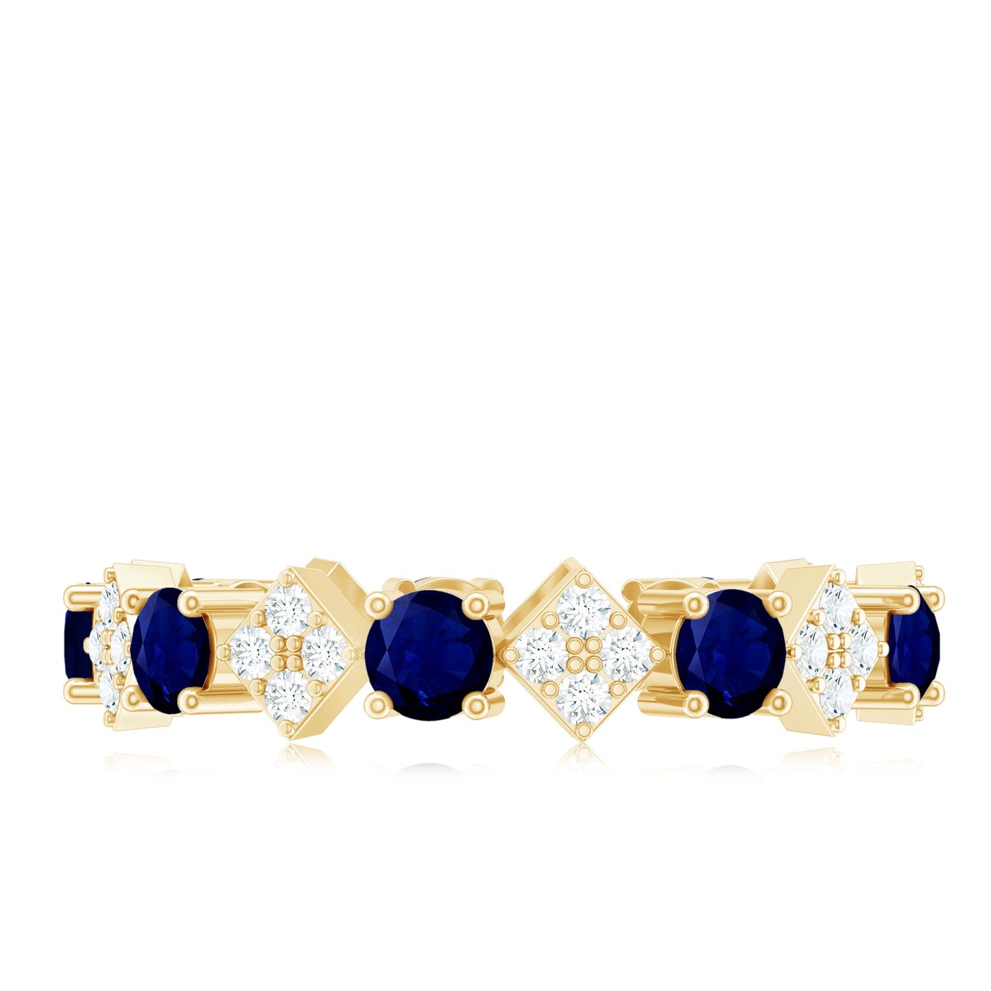 2 CT Natural Blue Sapphire and Diamond Eternity Band Ring
