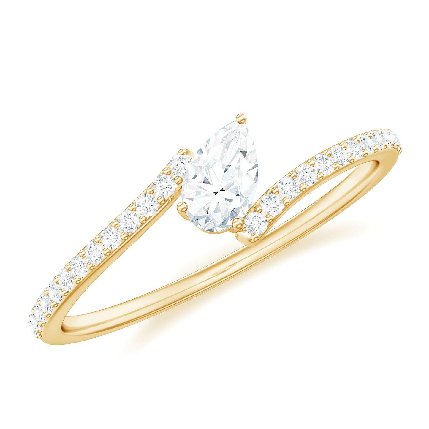 Pear Shaped Moissanite Bypass Promise Ring for Her