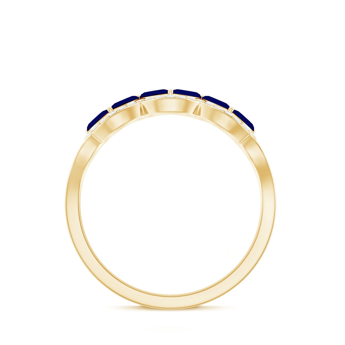 1 CT Minimal Marquise Cut Blue Sapphire Anniversary Ring with Diamond Accent