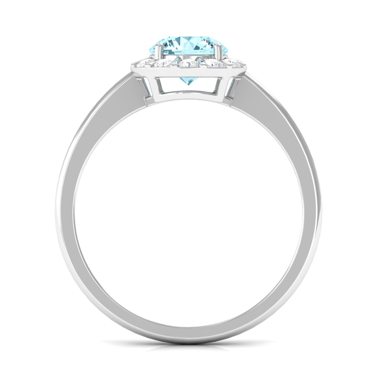 1 CT Aquamarine Engagement Ring with Diamond Floating Halo