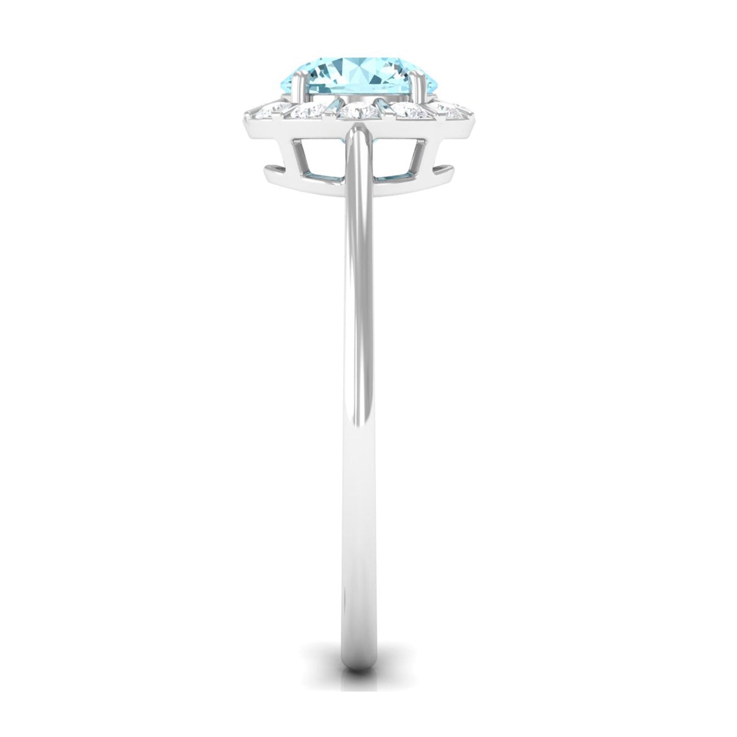 1 CT Aquamarine Engagement Ring with Diamond Floating Halo