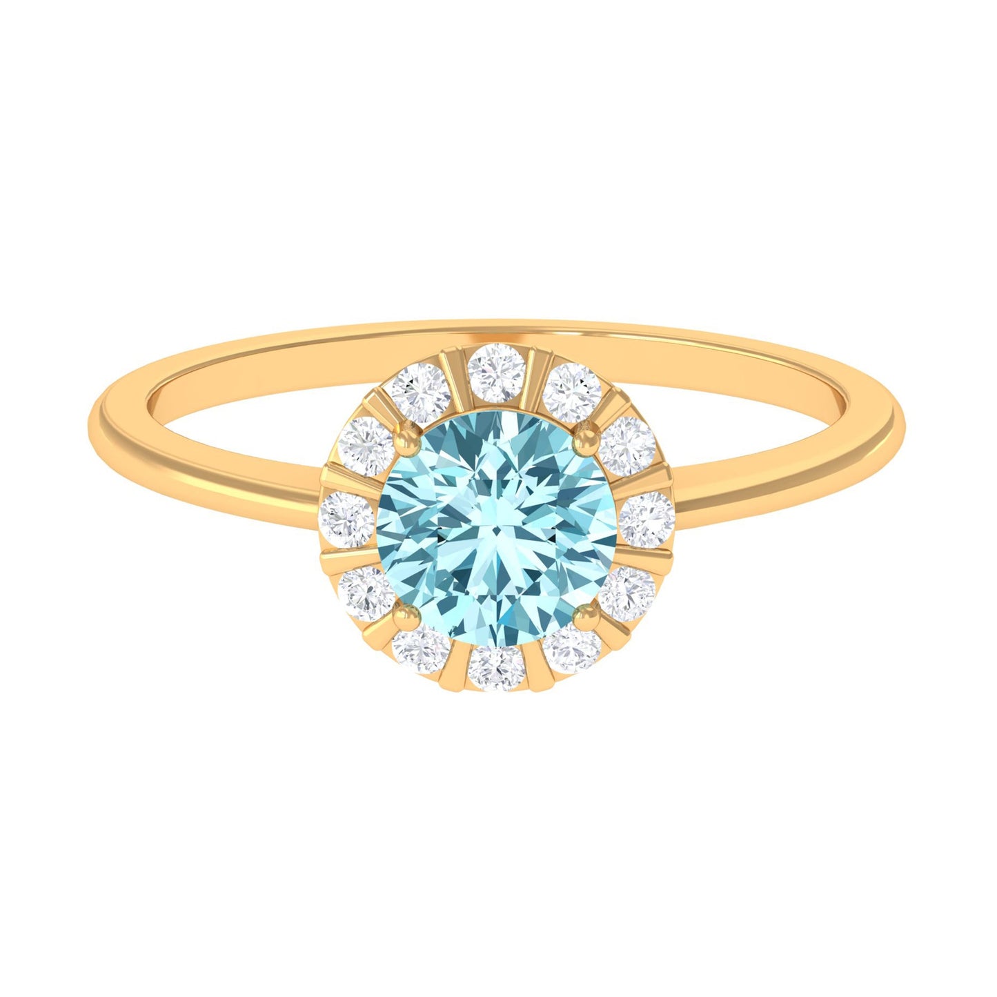 1 CT Aquamarine Engagement Ring with Diamond Floating Halo
