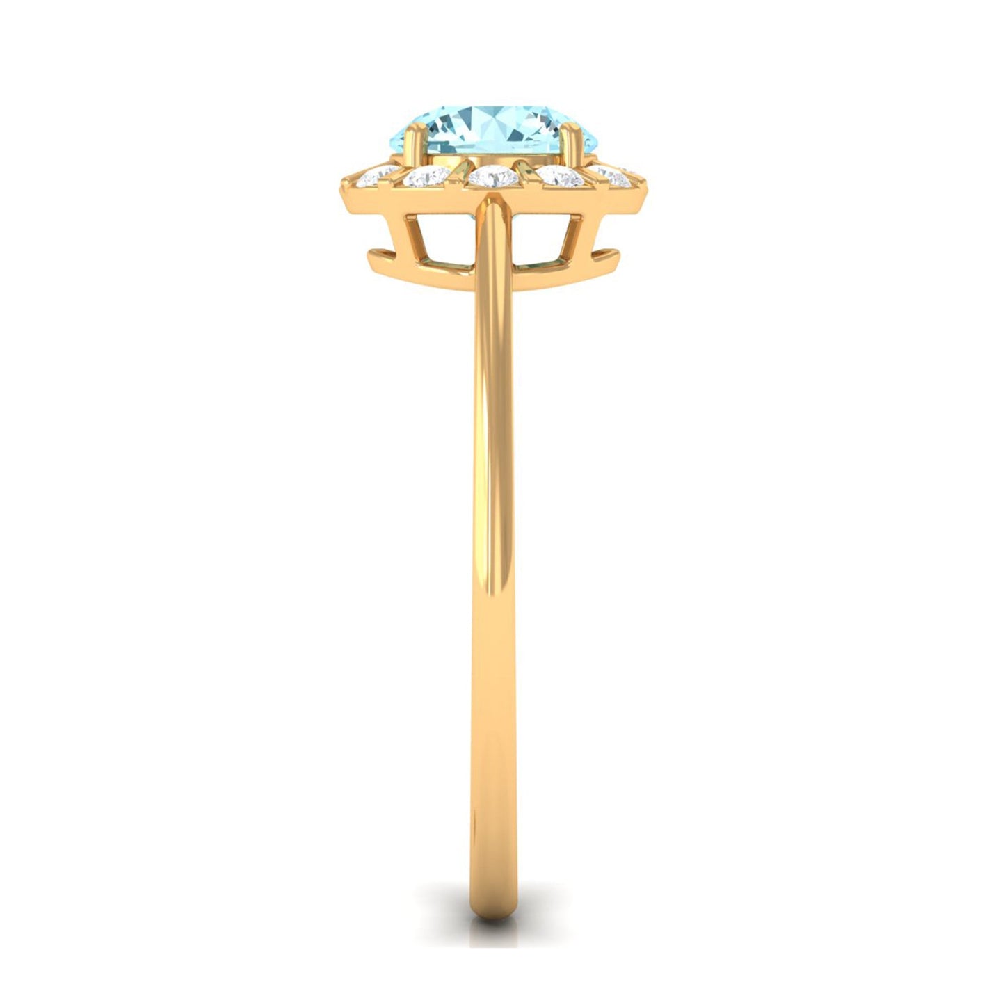 1 CT Aquamarine Engagement Ring with Diamond Floating Halo