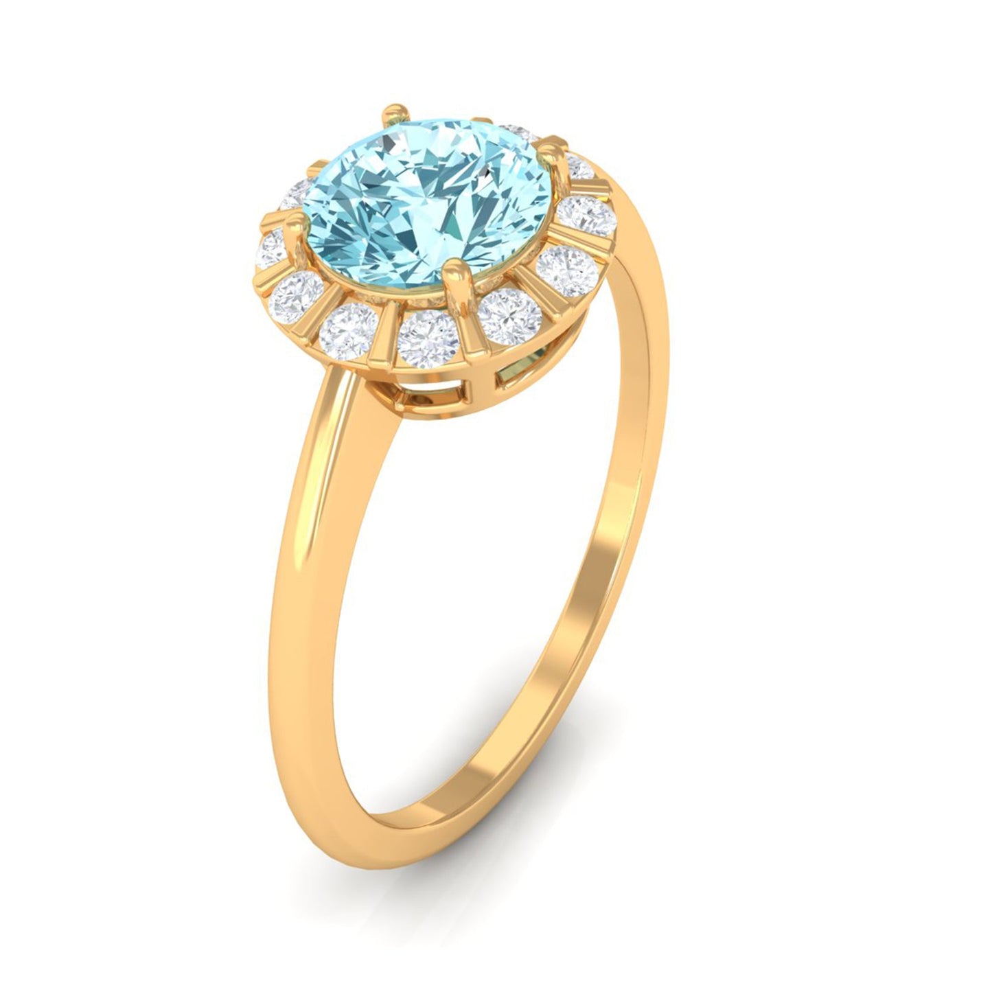 1 CT Aquamarine Engagement Ring with Diamond Floating Halo