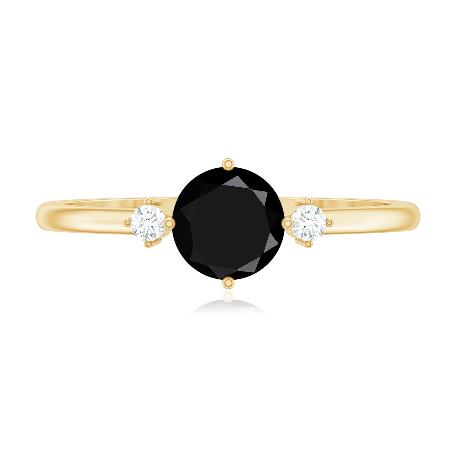 5mm Round Black Onyx Minimal Promise Ring with Diamond