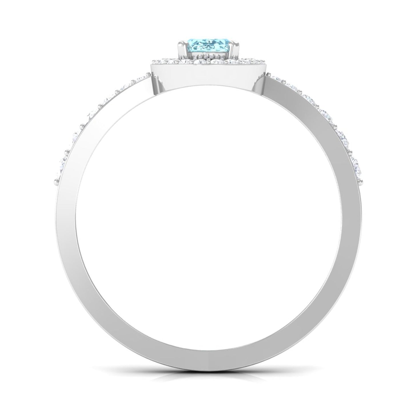 1 CT Aquamarine Engagement Ring with Diamond Halo