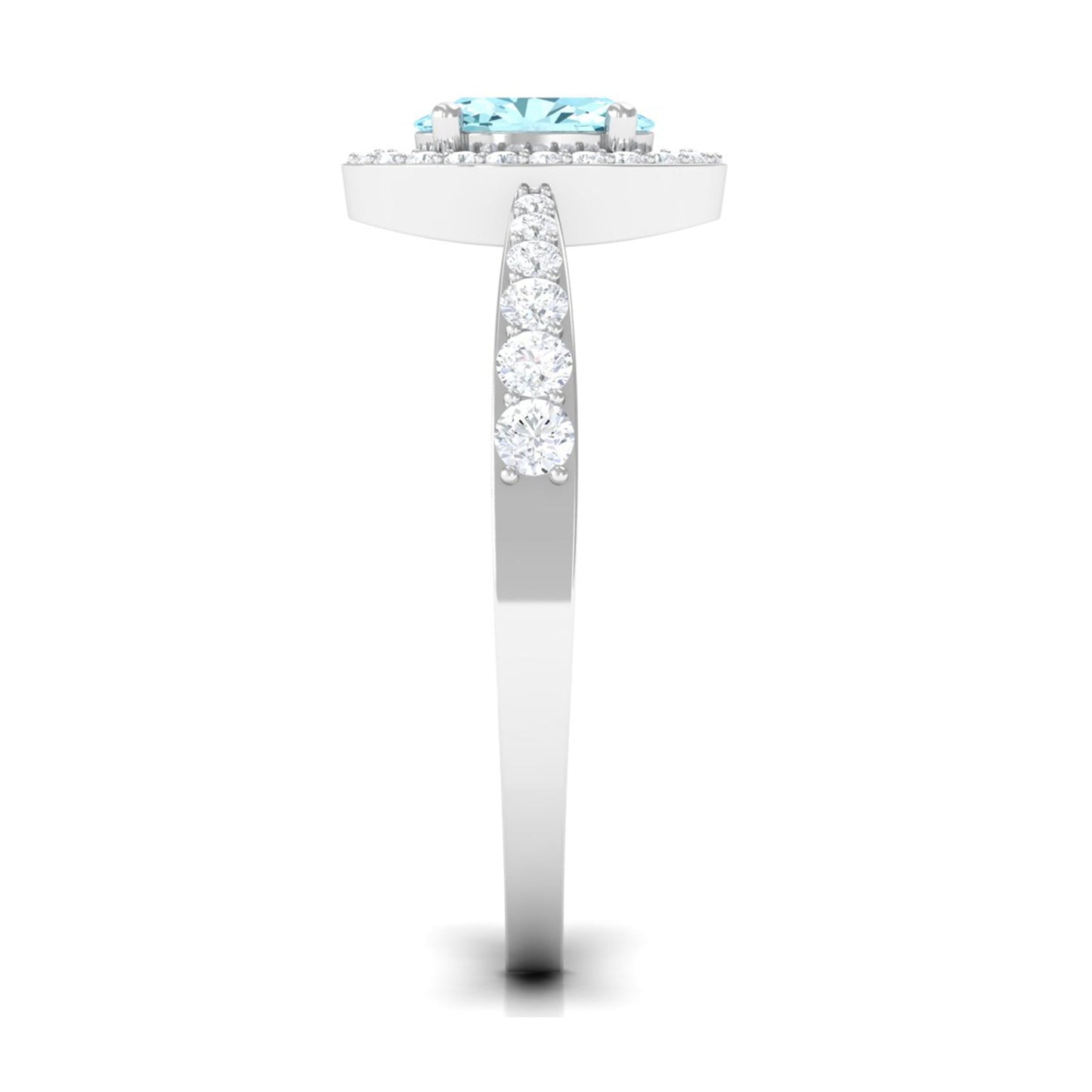 1 CT Aquamarine Engagement Ring with Diamond Halo