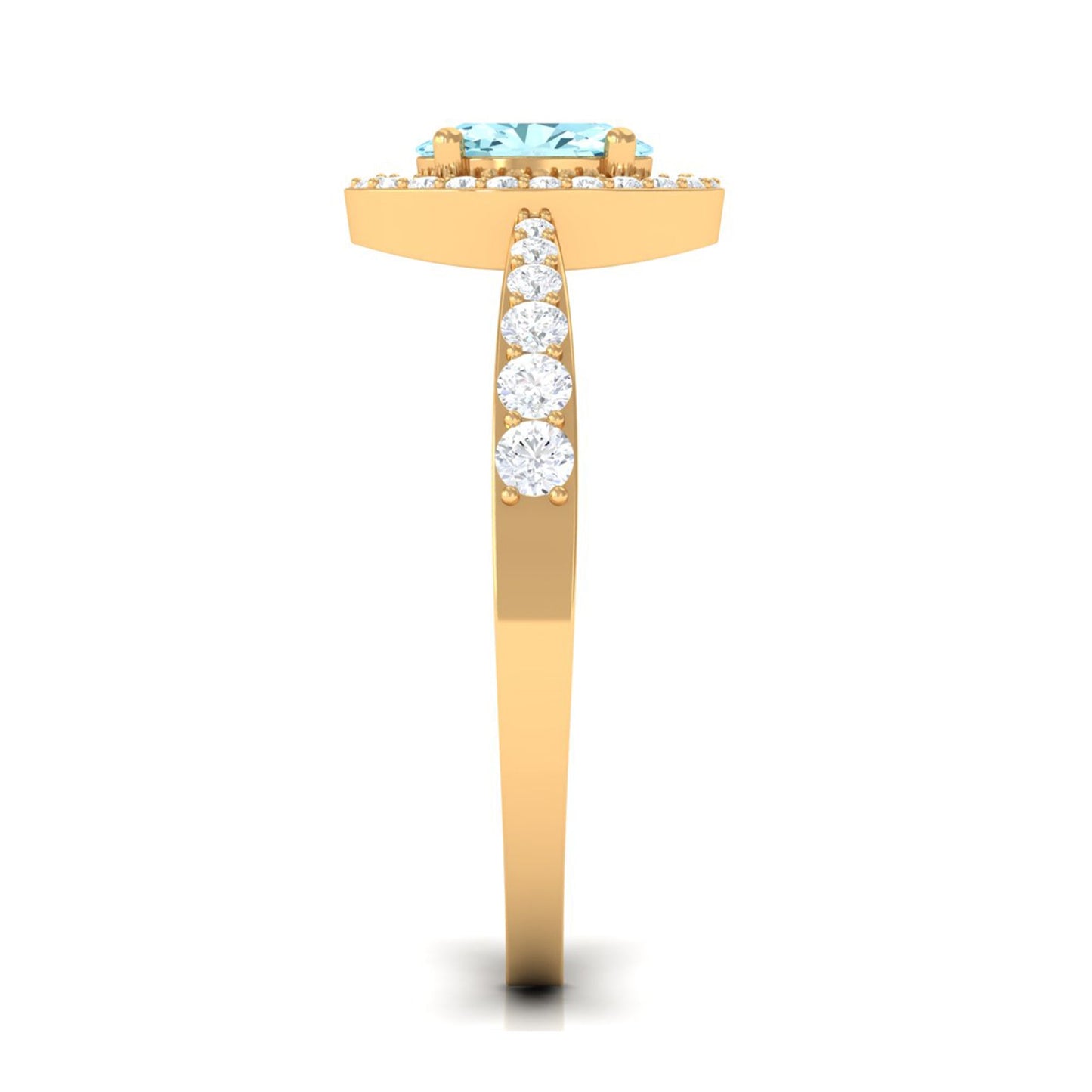 1 CT Aquamarine Engagement Ring with Diamond Halo