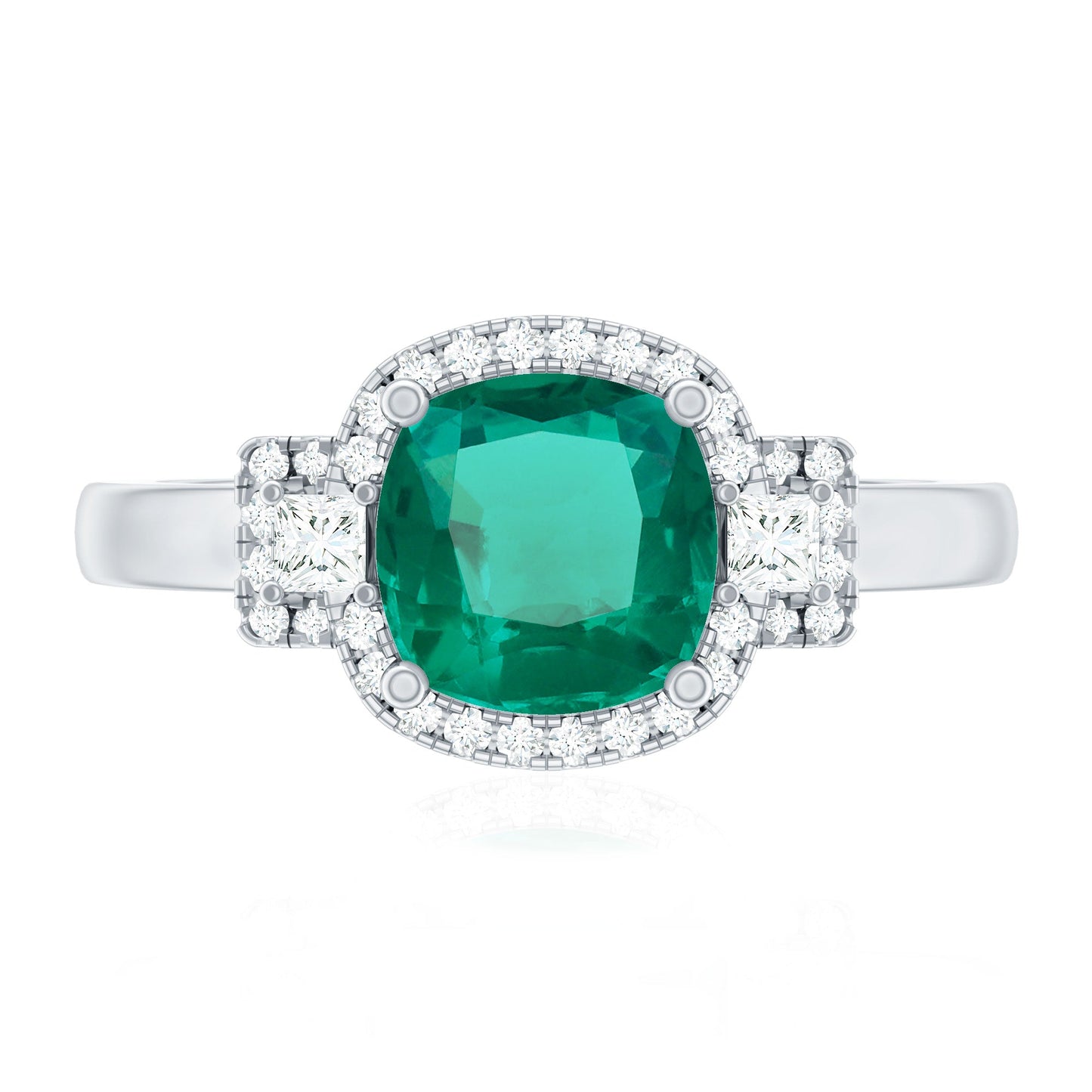 Cushion Cut 8 mm Lab Grown Emerald Diamond Statement Engagement Ring