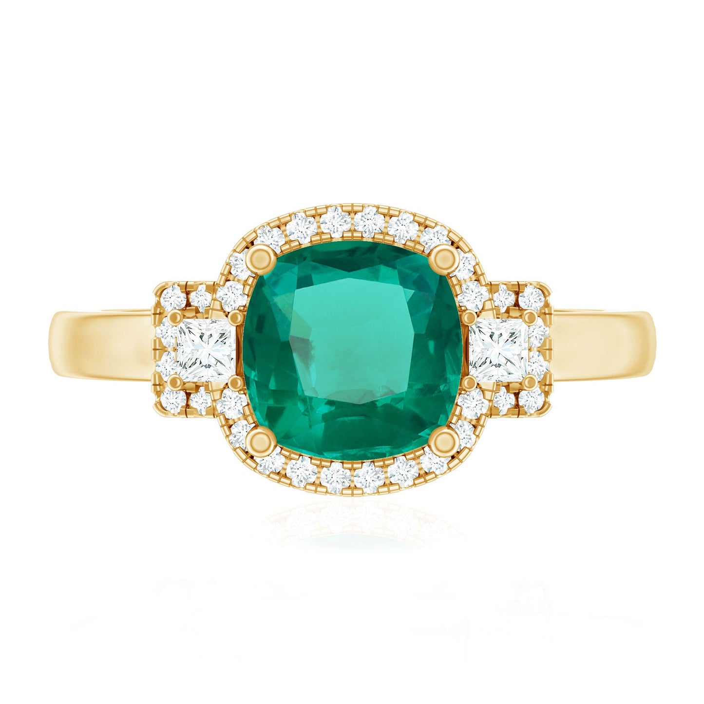 Cushion Cut 8 mm Lab Grown Emerald Diamond Statement Engagement Ring