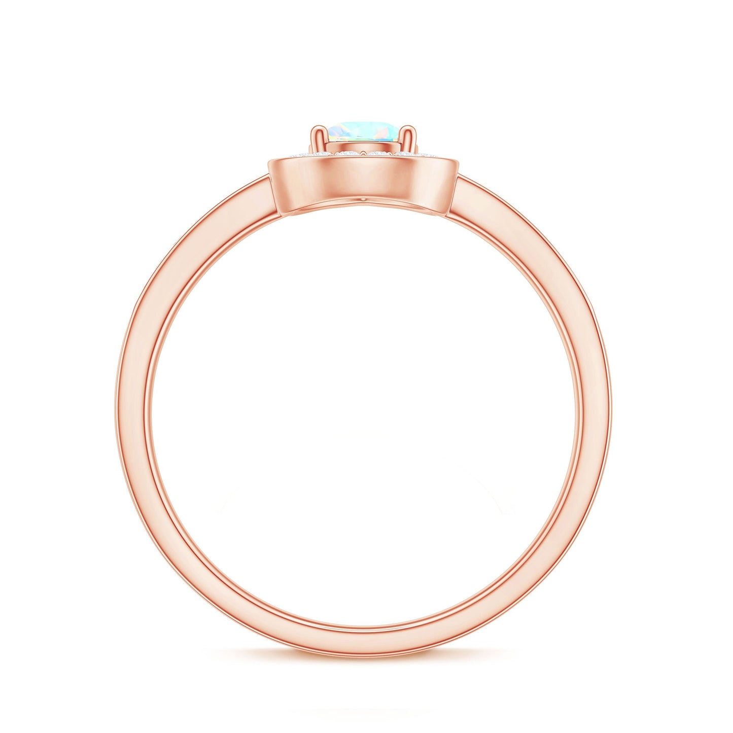 Natural 5X7mm Opalescent Teardrop Engagement Ring with Diamond Halo