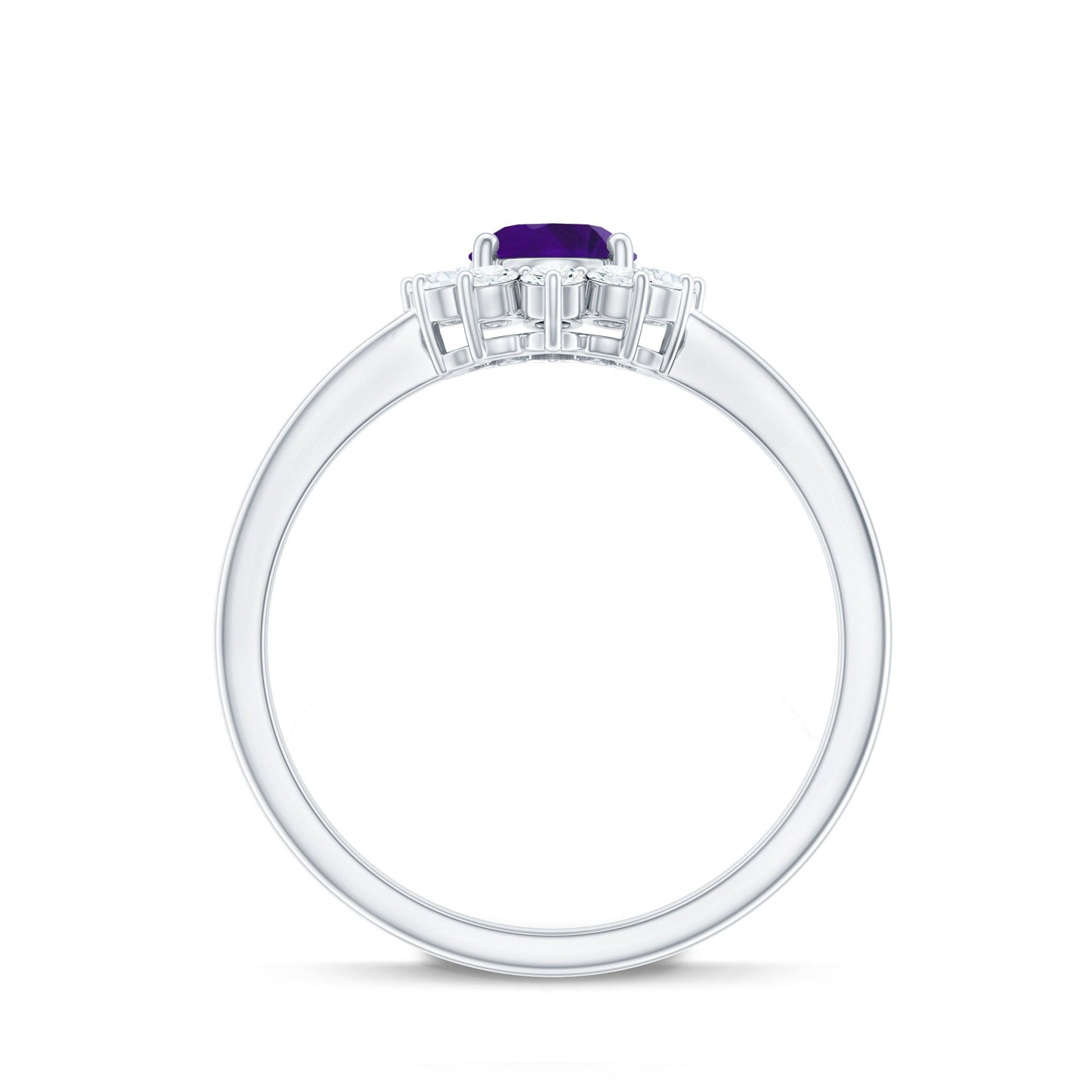 1.5 CT Princess Diana Inspired Amethyst Engagement Ring Diamond Halo