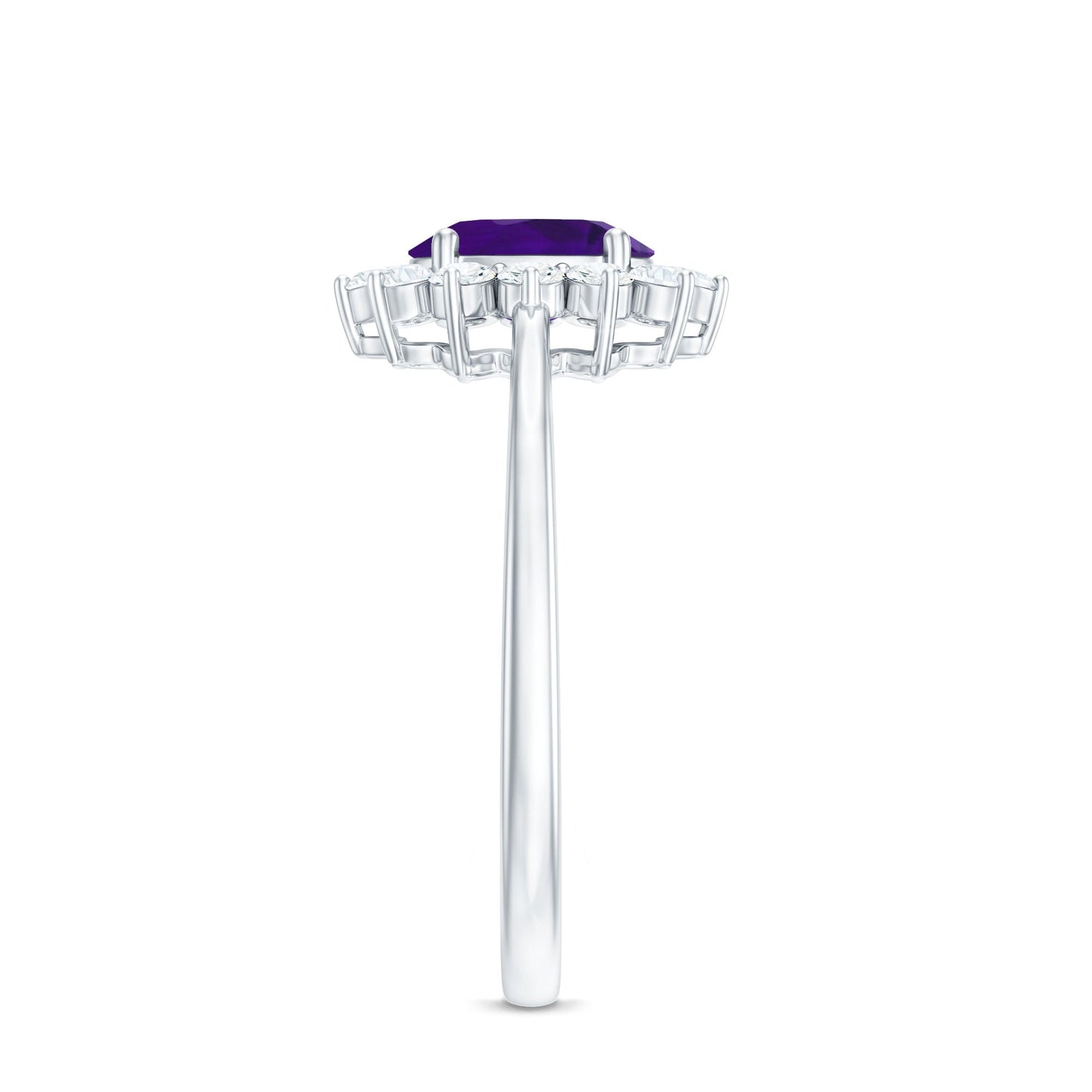 1.5 CT Princess Diana Inspired Amethyst Engagement Ring Diamond Halo