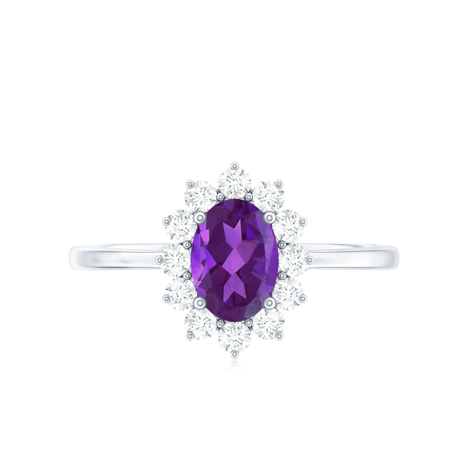1.5 CT Princess Diana Inspired Amethyst Engagement Ring Diamond Halo