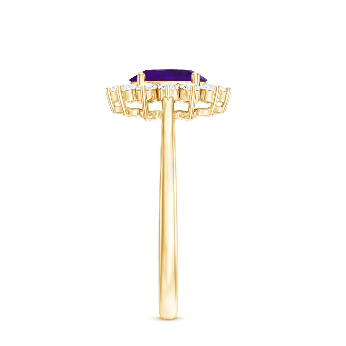 1.5 CT Princess Diana Inspired Amethyst Engagement Ring Diamond Halo