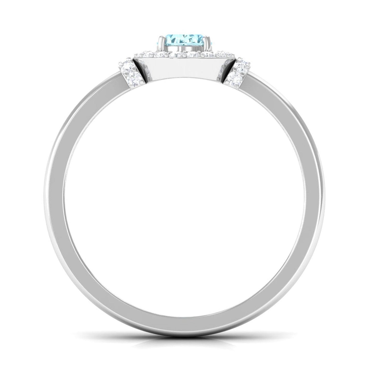 0.50 CT Aquamarine Halo Engagement Ring with Diamond