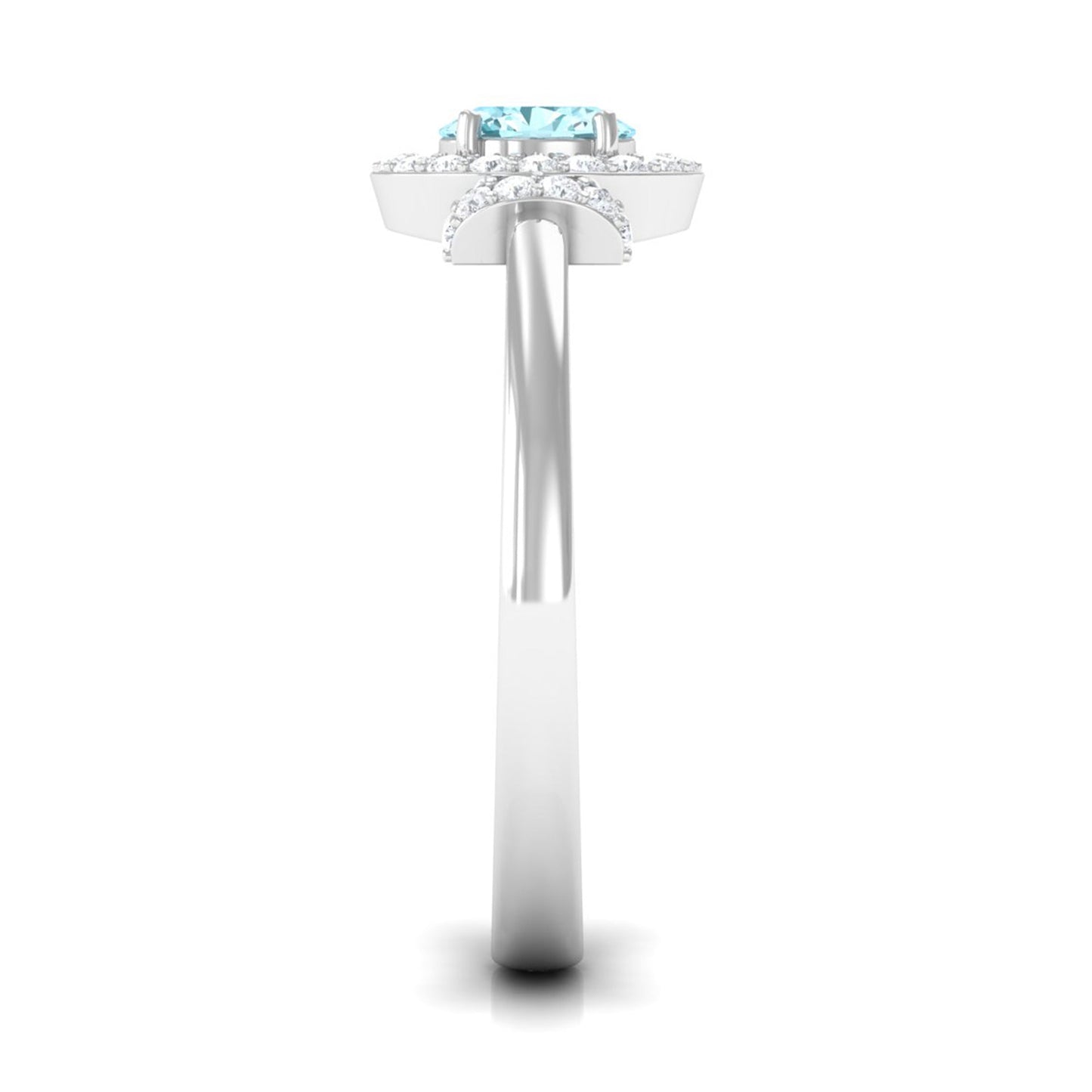 0.50 CT Aquamarine Halo Engagement Ring with Diamond