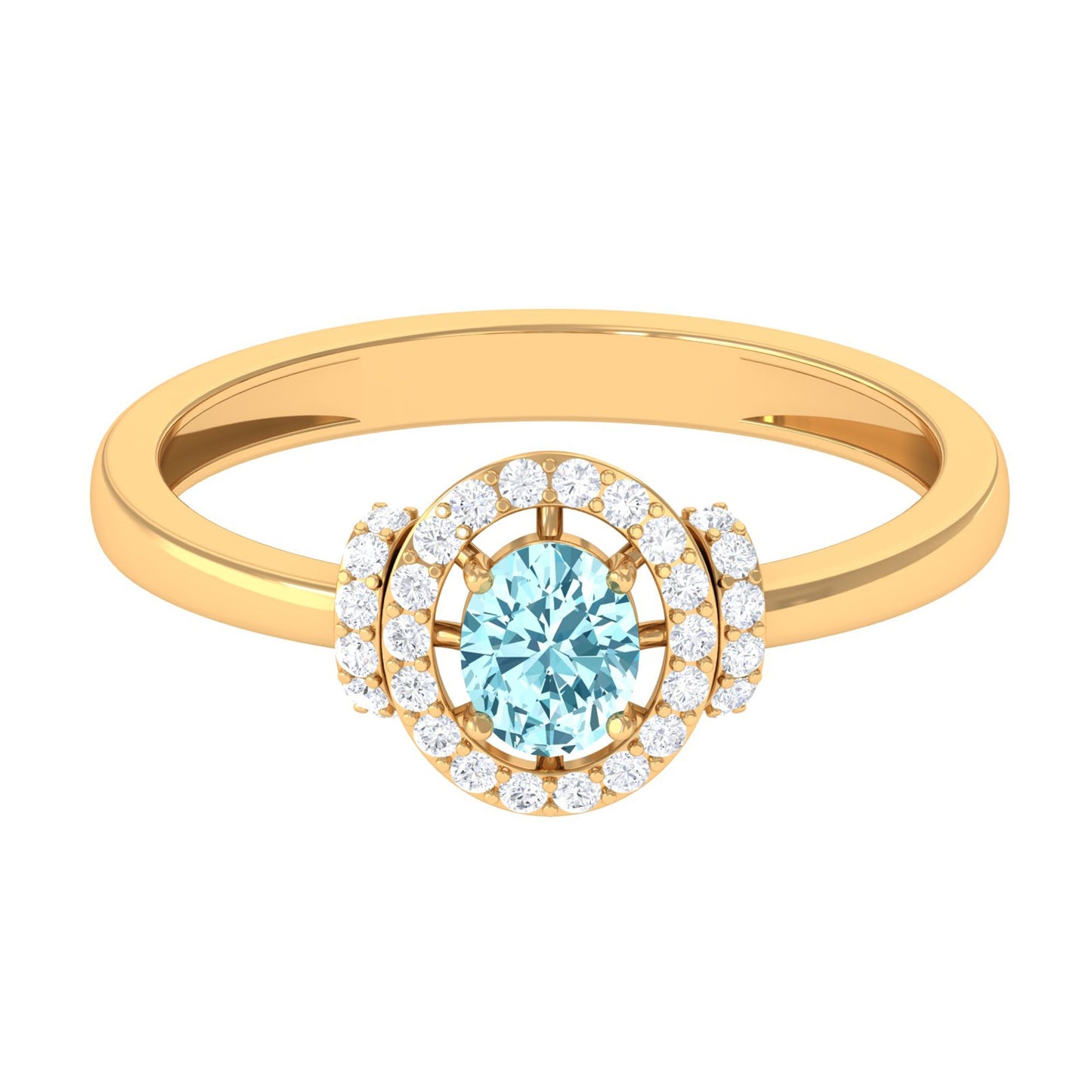 0.50 CT Aquamarine Halo Engagement Ring with Diamond