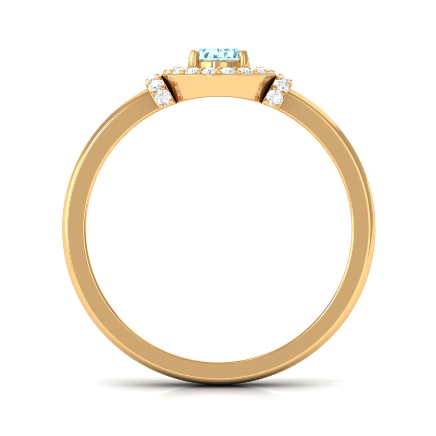 0.50 CT Aquamarine Halo Engagement Ring with Diamond