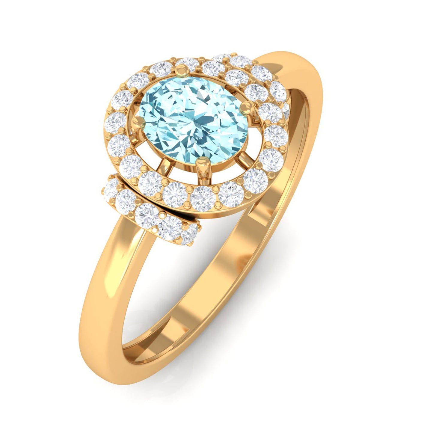 0.50 CT Aquamarine Halo Engagement Ring with Diamond