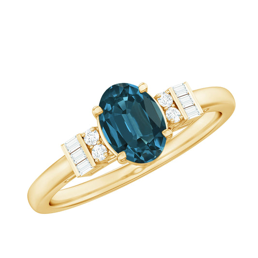 Oval Shaped London Blue Topaz Engagement Ring with Certificate