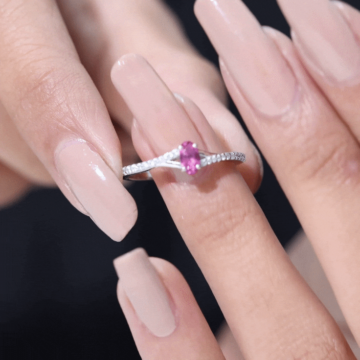 1/2 CT Split Shank Lab Grown Ruby Simple Solitaire Ring with Diamond