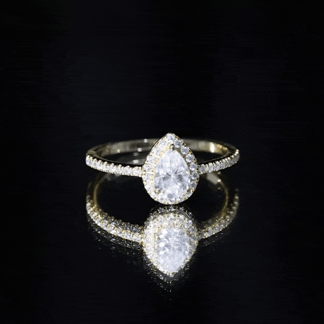 5X7 MM Pear Shaped Moissanite Halo Engagement Ring