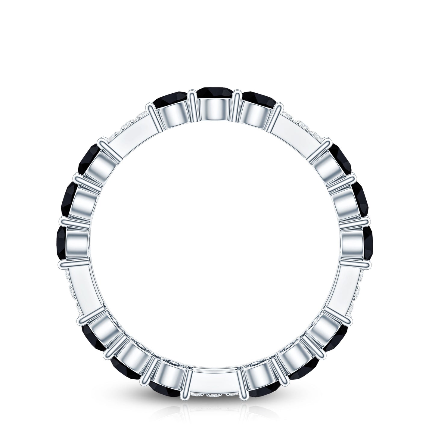 Real Black Spinel Diamond Eternity Ring for Anniversary