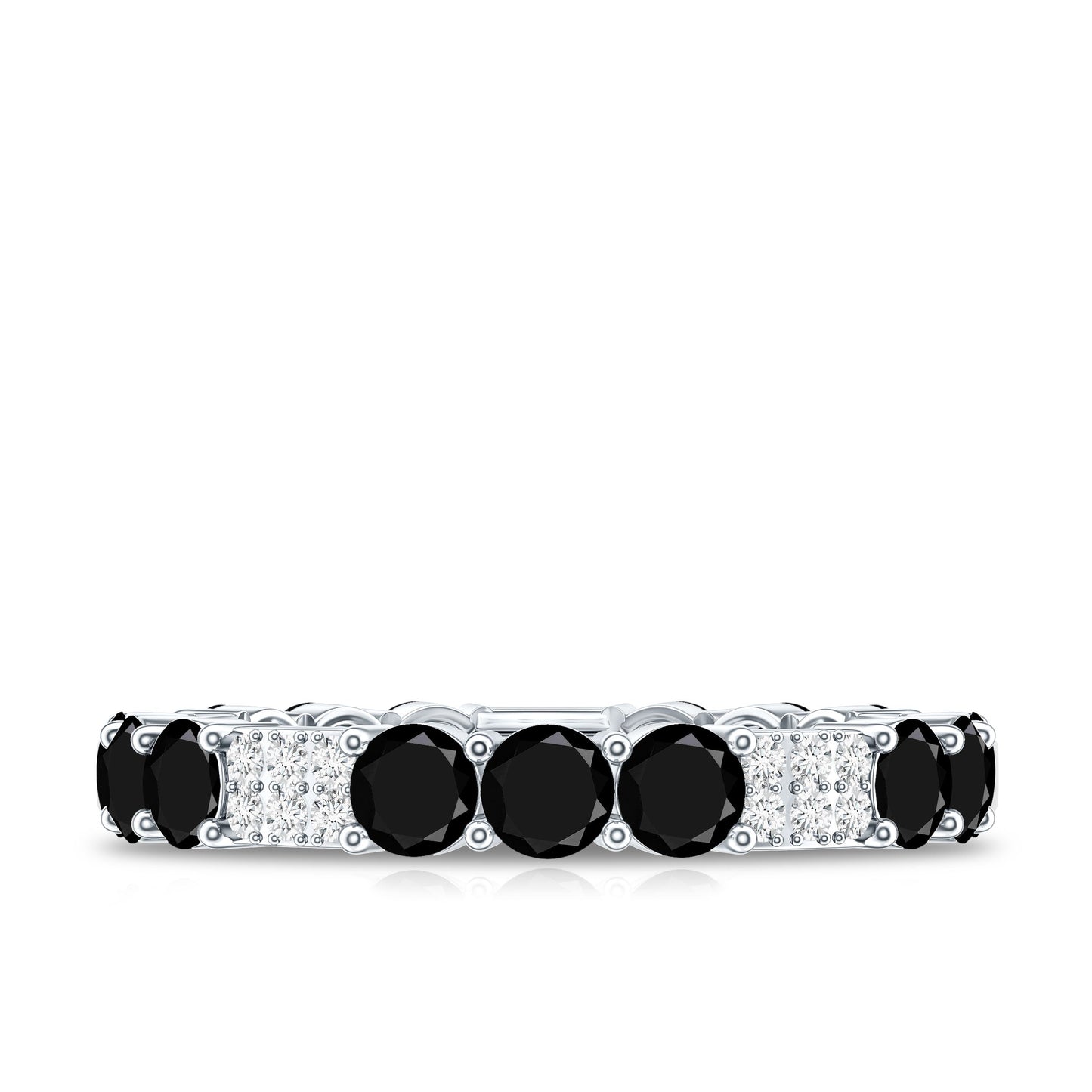Real Black Spinel Diamond Eternity Ring for Anniversary