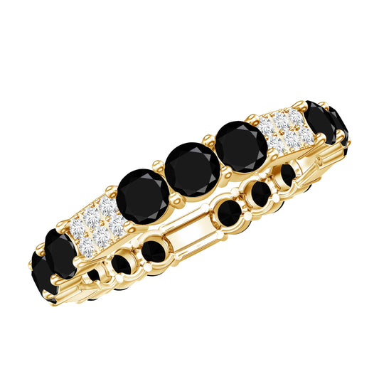 Real Black Spinel Diamond Eternity Ring for Anniversary