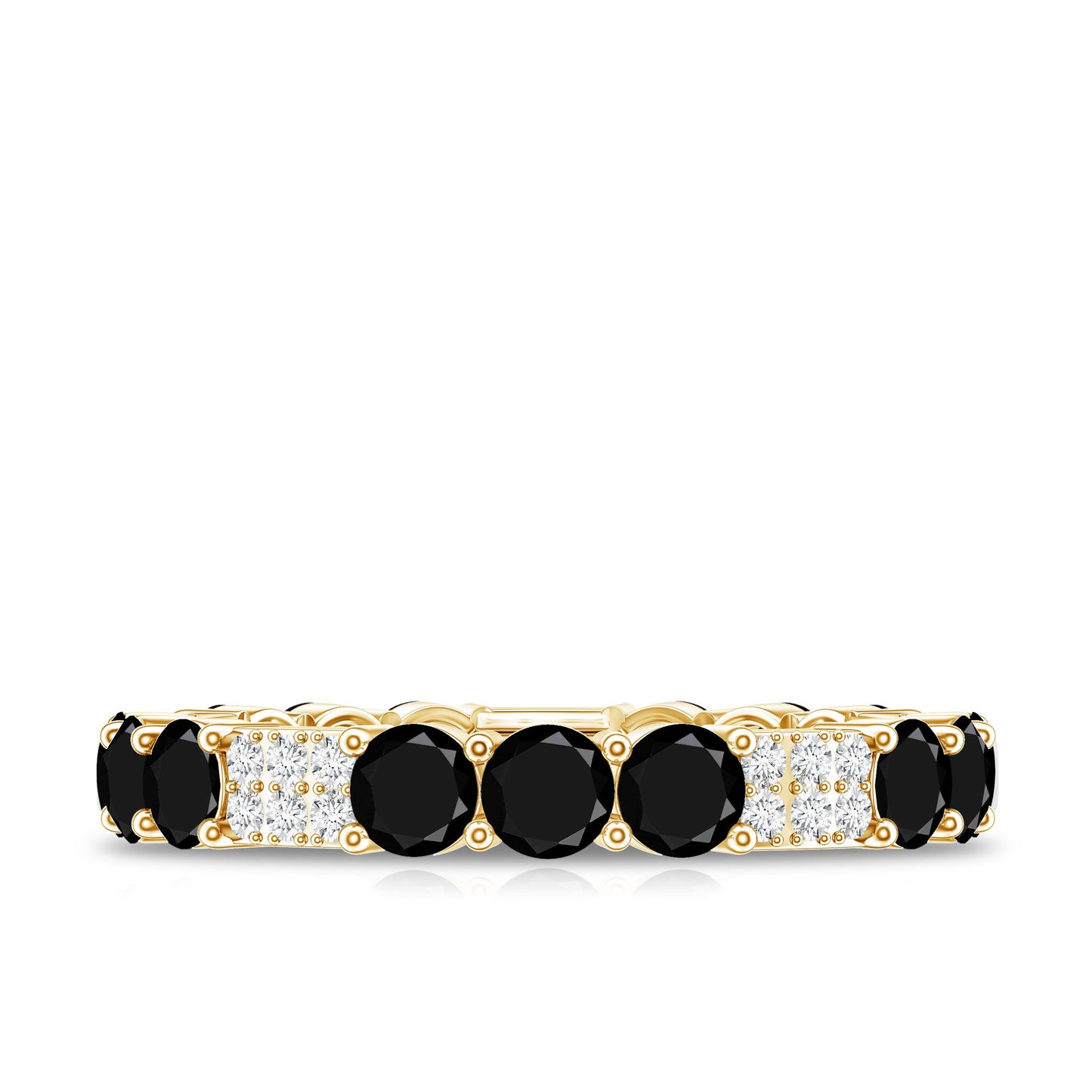 Real Black Spinel Diamond Eternity Ring for Anniversary