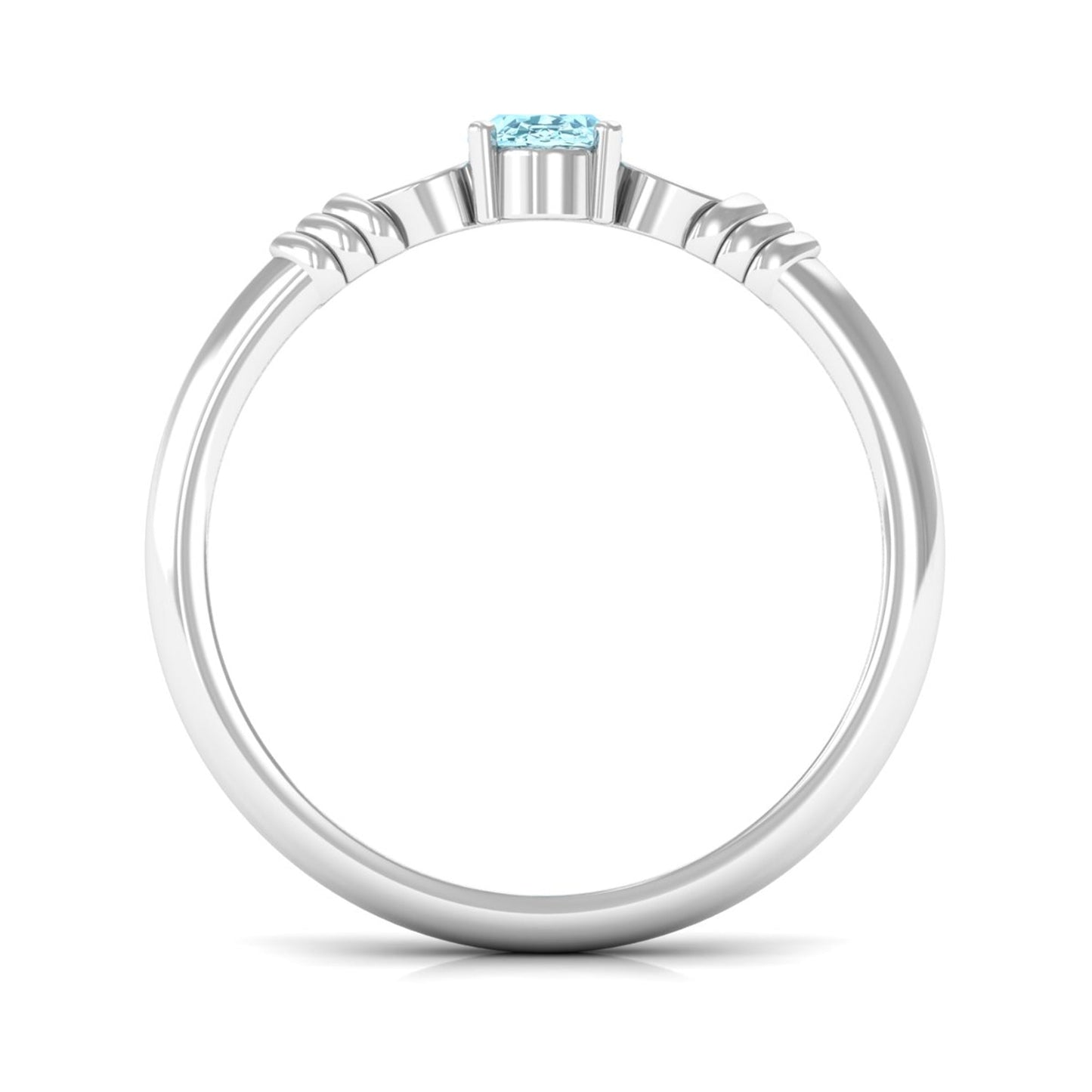 Natural 6X8mm Aquamarine Oval Engagement Ring with Diamond