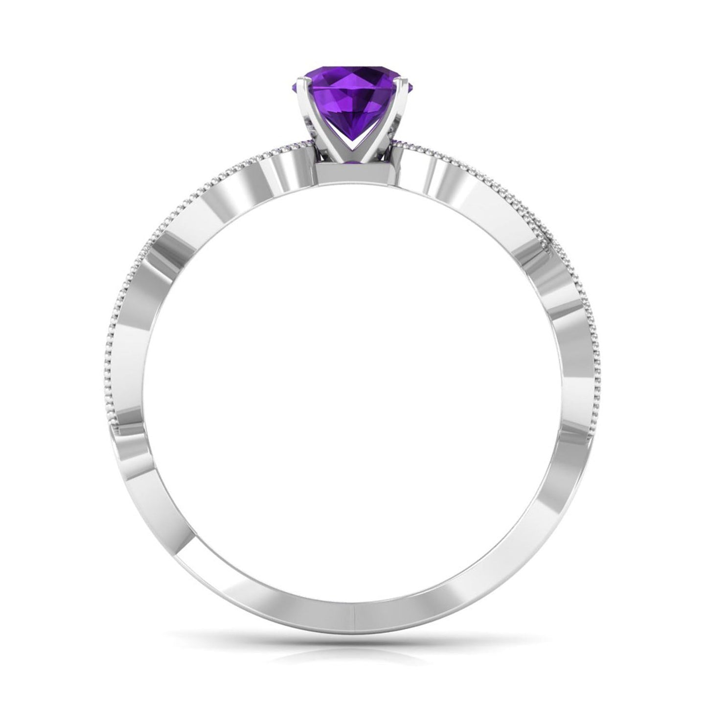 Vintage Inspired Amethyst Engagement Ring with Diamond