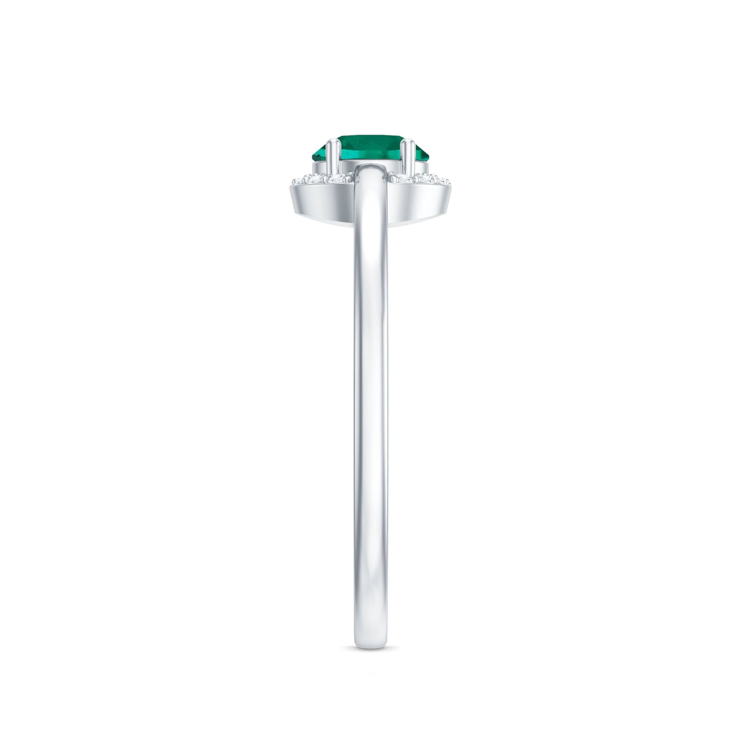 Certified 6 mm Lab Grown Emerald Promise Ring with Diamond Halo