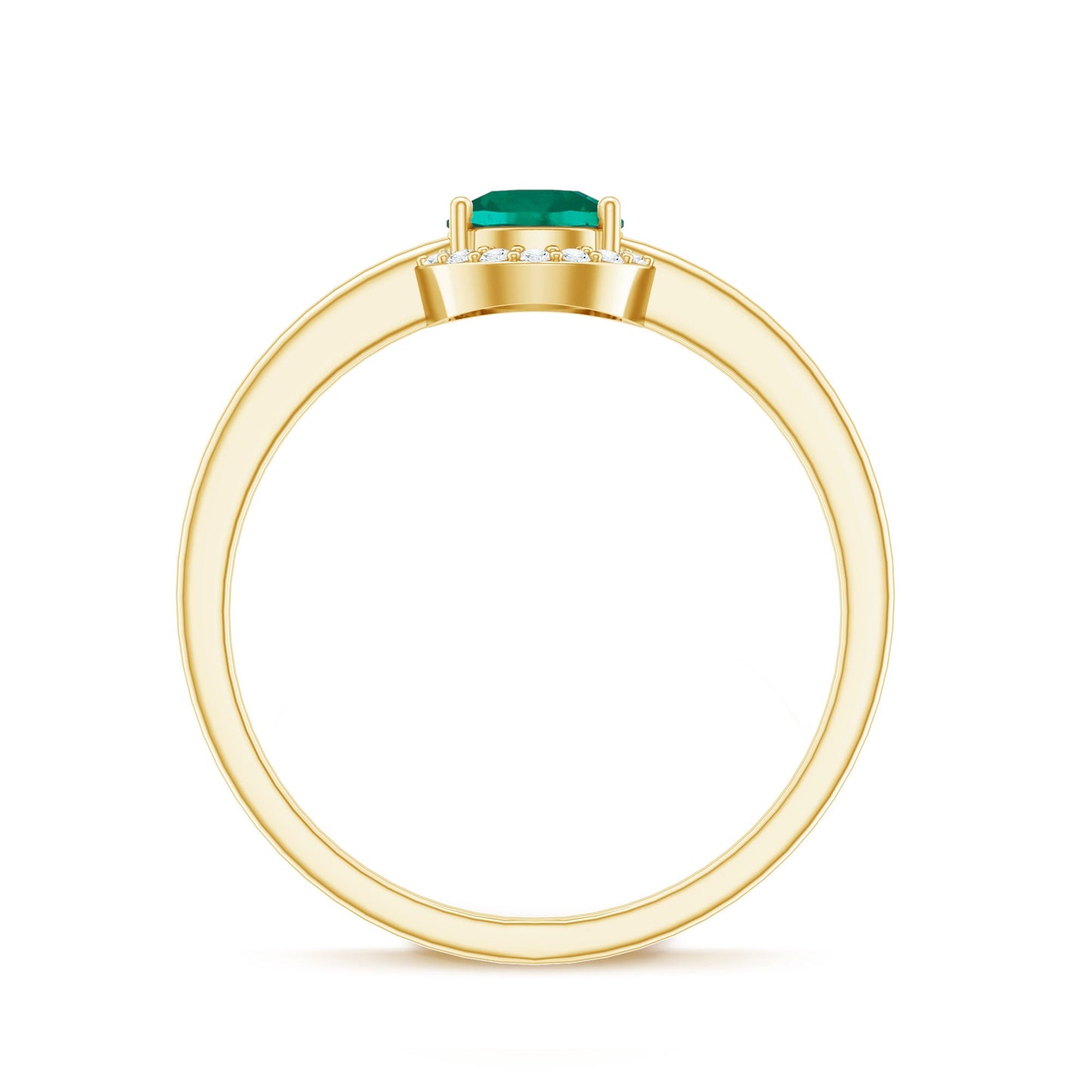 Certified 6 mm Lab Grown Emerald Promise Ring with Diamond Halo
