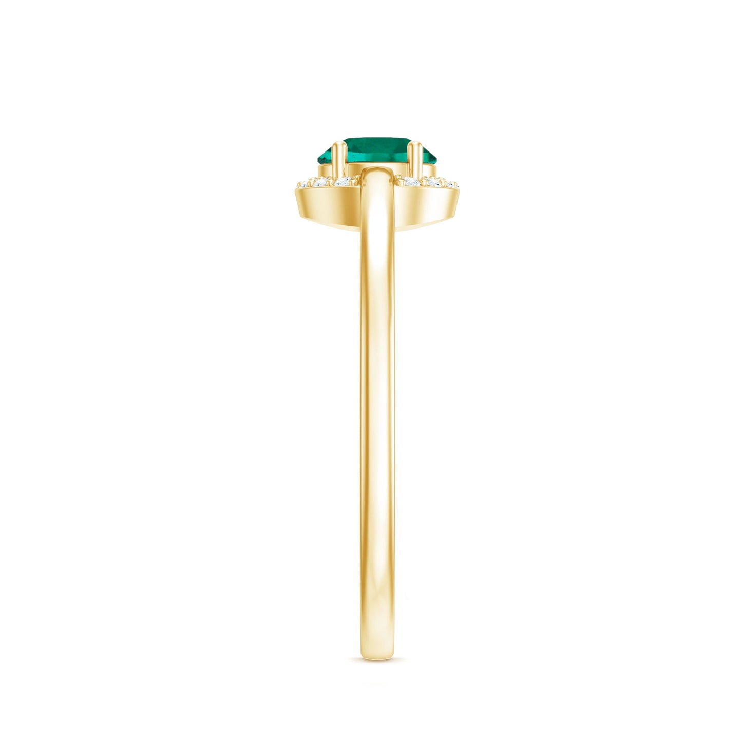 Certified 6 mm Lab Grown Emerald Promise Ring with Diamond Halo
