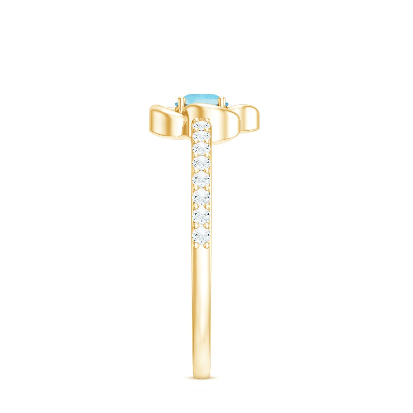 Natural Aquamarine Diamond Flower Promise Ring with Certificate