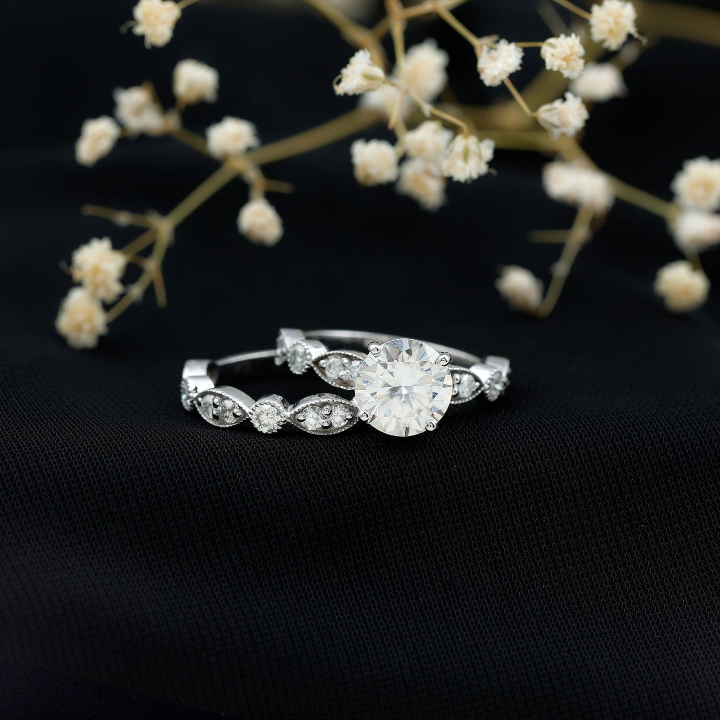 2.50 CT Brilliant Cut Moissanite Bridal Ring Set