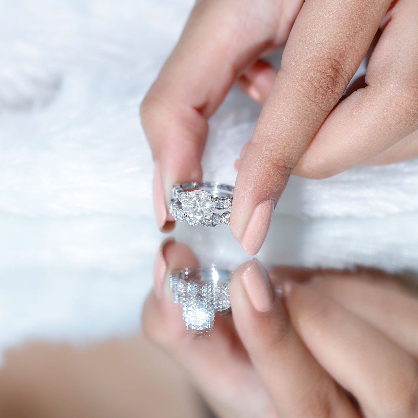 2.50 CT Brilliant Cut Moissanite Bridal Ring Set