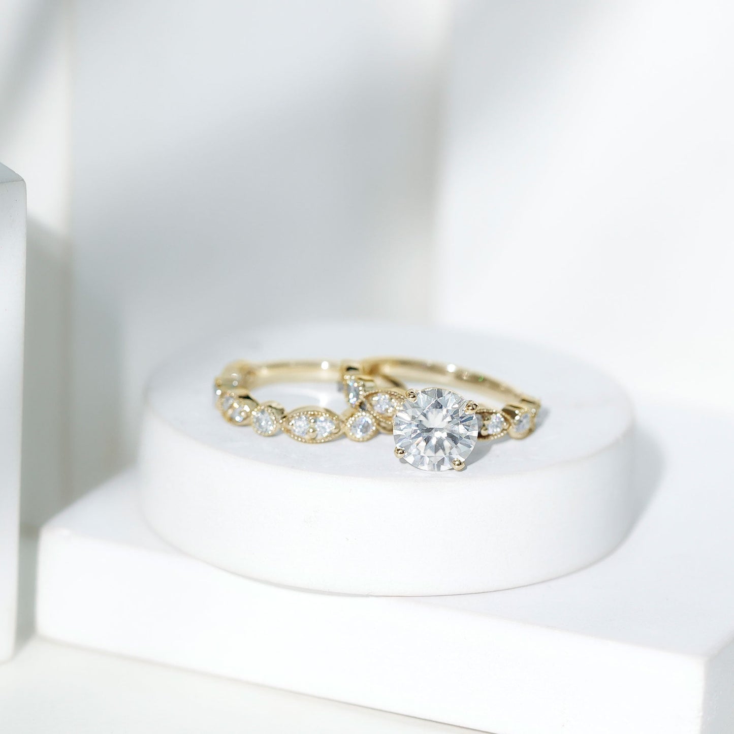 2.50 CT Brilliant Cut Moissanite Bridal Ring Set