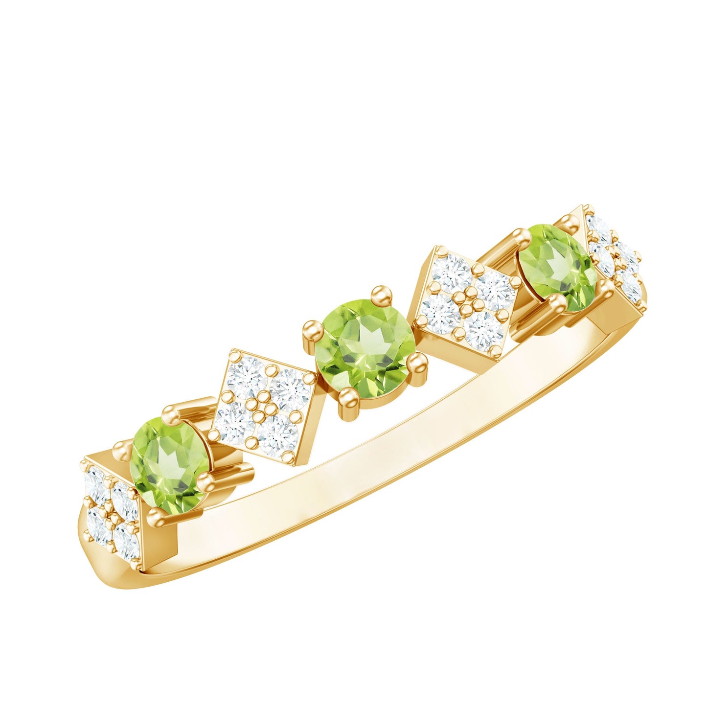 Natural Peridot Diamond Half Eternity Ring for Women