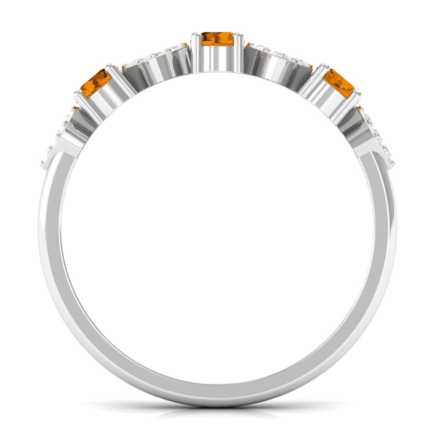 Natural Citrine and Diamond Half Eternity Band Ring