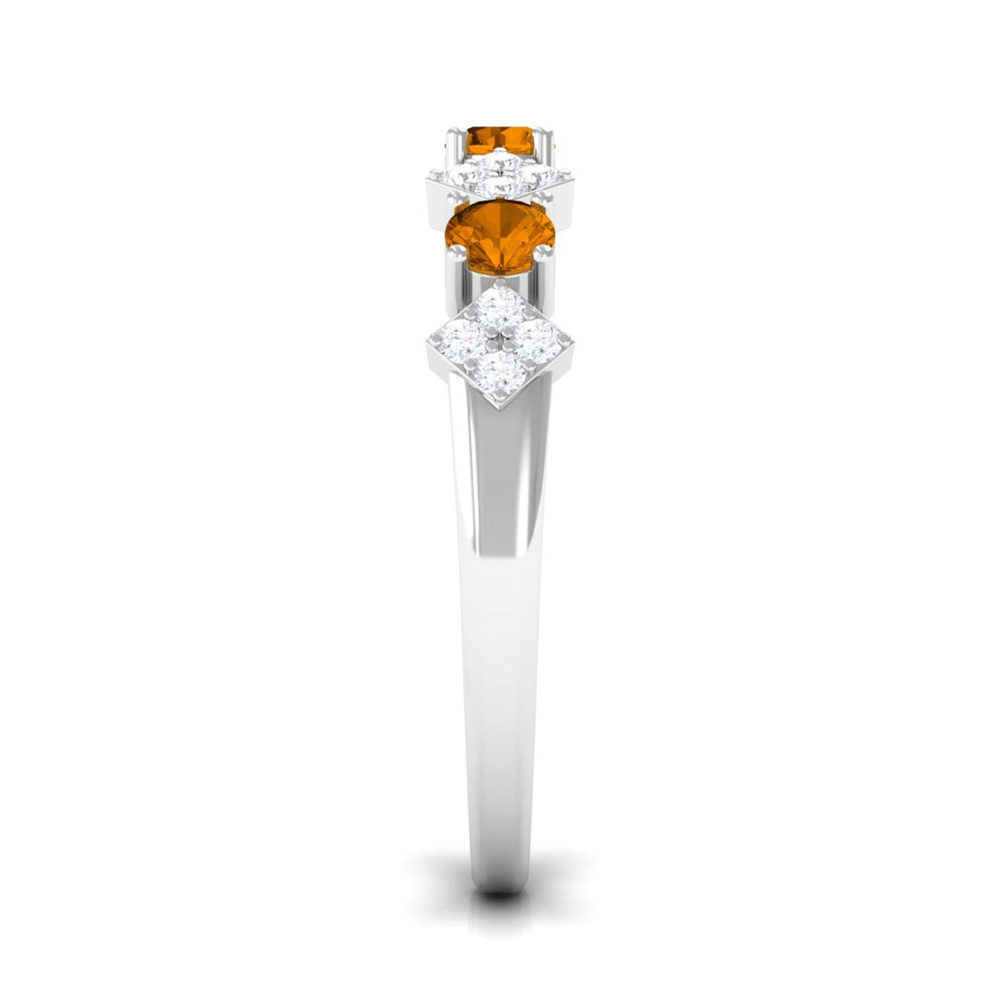 Natural Citrine and Diamond Half Eternity Band Ring