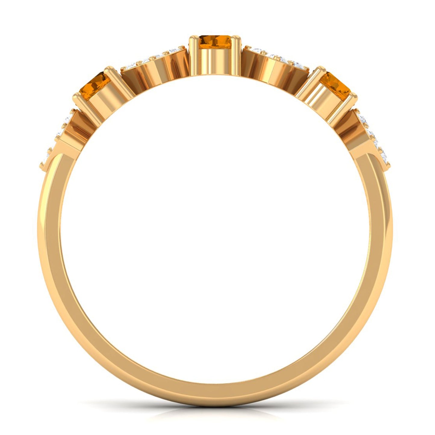 Natural Citrine and Diamond Half Eternity Band Ring