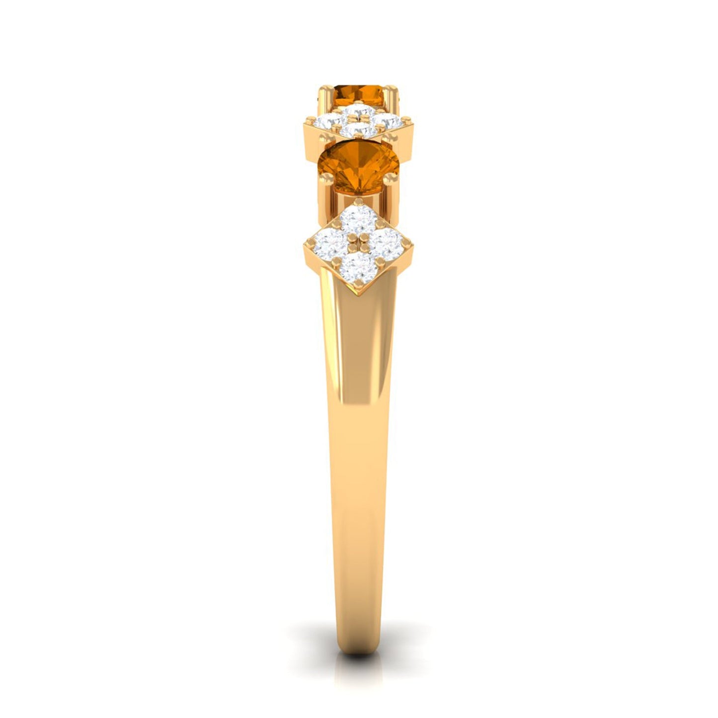 Natural Citrine and Diamond Half Eternity Band Ring